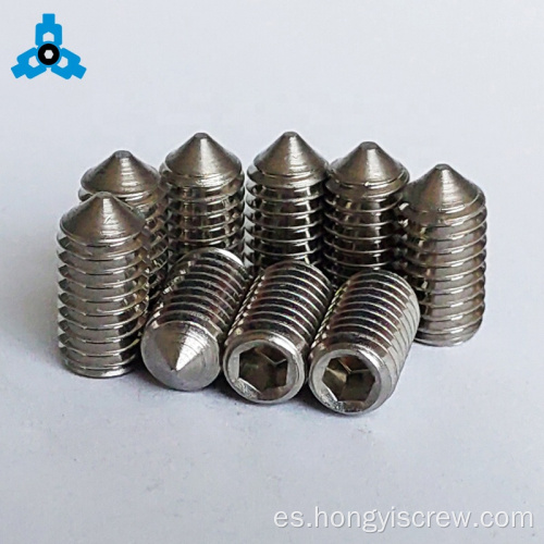 Punto de cono de tornillo de acero inoxidable DIN914HEX